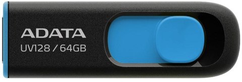 Adata Pendrive UV128 64GB USB 3.2 Gen1 czarno - niebieski Adata Pendrive UV128 64GB USB 3.2 Gen1 czarno - niebieski