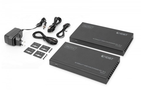 Przedłużacz/Extender KVM HDMI+USB HDBaseT 70m 4K30Hz HDCP 2.2 PoC (Power over Cable) audio IR zestaw Przedłużacz/Extender KVM HDMI+USB HDBaseT 70m 4K30Hz HDCP 2.2 PoC (Power over Cable) audio IR zestaw
