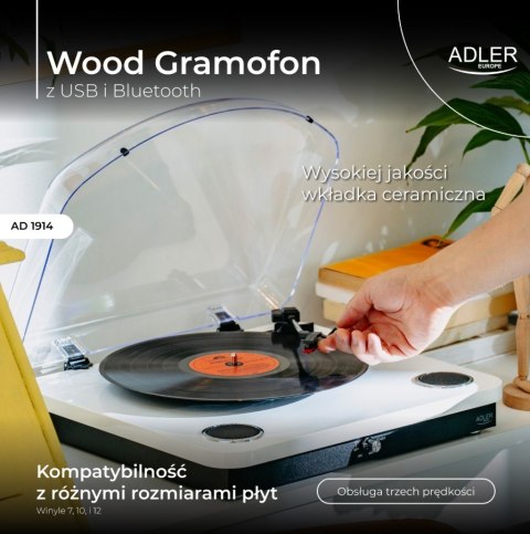 Gramofon AD1914 Biały USB Bluetooth Gramofon AD1914 Biały USB Bluetooth