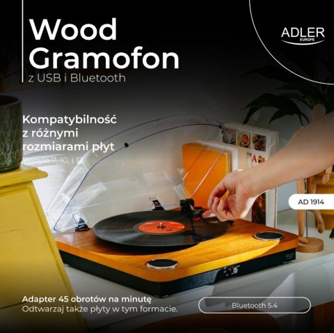 Gramofon AD1914 Wood USB Bluetooth Gramofon AD1914 Wood USB Bluetooth