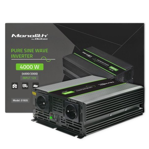 Przetwornica napięcia Monolith | 2000W | 4000W | 2000W | 4000W | 12V na 230V | Czysty Sinus Przetwornica napięcia Monolith | 2000W | 4000W | 2000W | 4000W | 12V na 230V | Czysty Sinus