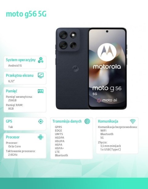Smartfon moto g56 G5 8/256, Black Oyster Smartfon moto g56 G5 8/256, Black Oyster
