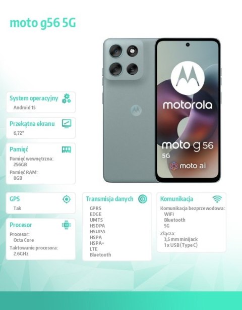 Smartfon moto g56 G5 8/256, Gray Mist Smartfon moto g56 G5 8/256, Gray Mist