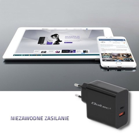Ładowarka sieciowa | 63W | 5-20V | 1.5-3A | USB typ C PD | USB QC 3.0 | Czarna Ładowarka sieciowa | 63W | 5-20V | 1.5-3A | USB typ C PD | USB QC 3.0 | Czarna