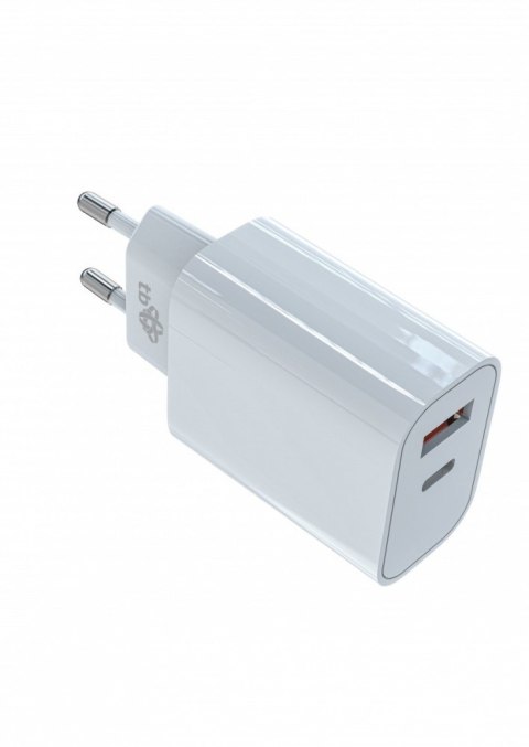 Ładowarka sieciowa 2x3A USB C + USB A Power Delivery biała Ładowarka sieciowa 2x3A USB C + USB A Power Delivery biała