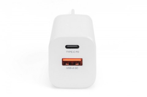 Ładowarka sieciowa zasilacz 1x USB-A 12W 1x USB-C 18W PD 3.0 max. 30W Biała Ładowarka sieciowa zasilacz 1x USB-A 12W 1x USB-C 18W PD 3.0 max. 30W Biała